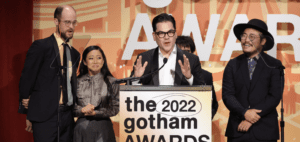 Everything Everywhere All At Once team Accepts Best Feature Gotham Award